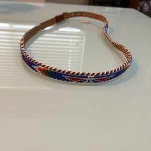 NWT vintage multicolored  Beaded tourist souvenir Leather belt
